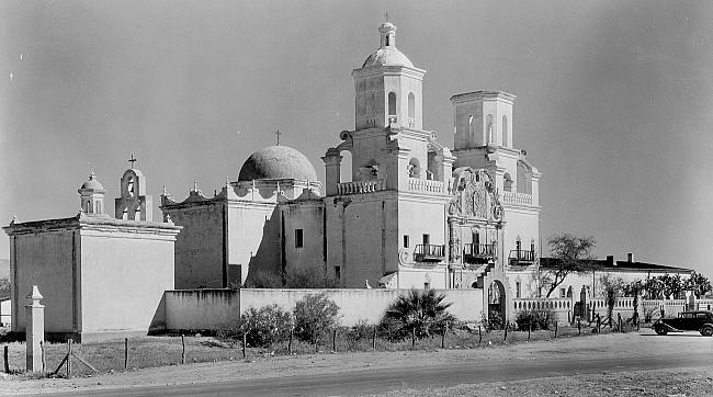 San Xavier del Bac as it appeared in 1935.